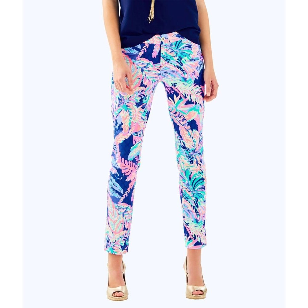 Lilly Pulitzer Textured Kelly Ankle Pant cropped neon size 2 style 12816